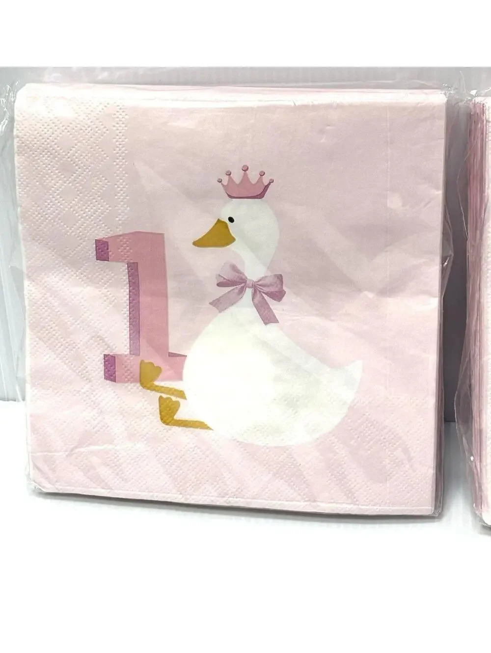 2 Packs Swan 1st Birthday Paper Napkins Pink Floral Gold Crown Party Tableware